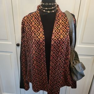 4/$19 Black and Orange Diamond Pattern Open Cardigan Ruby Rd XL Business Casual